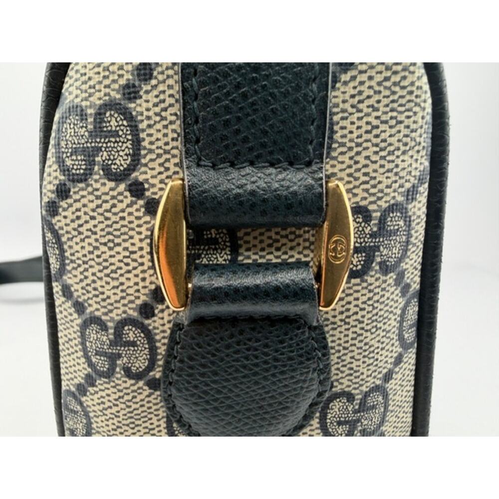 Gucci Vintage GG Plus Navy Beige Crossbody Shoulder Bag Accessory Collection 80s - Picture 13 of 16